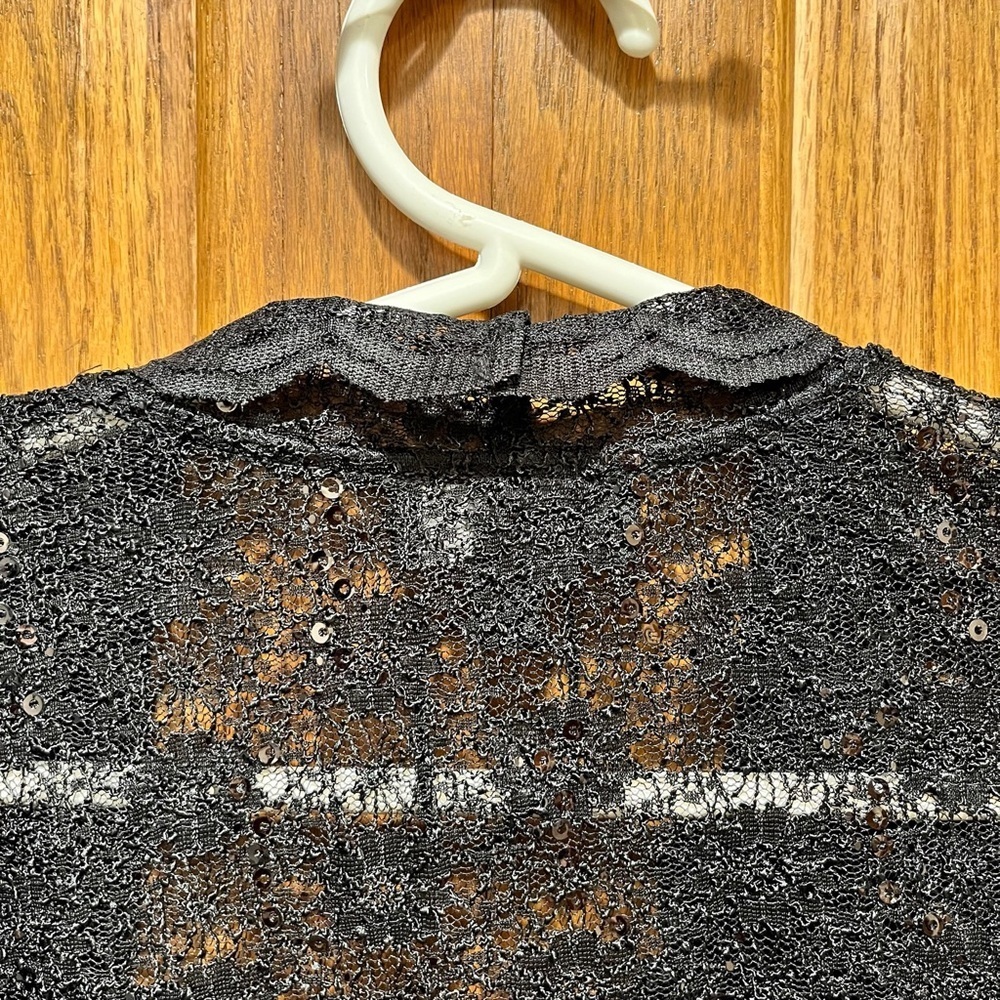 Dressbarn Collection Elegant Black Lace Sequin Cropped Jacket - Size Large - Picture 7 of 11